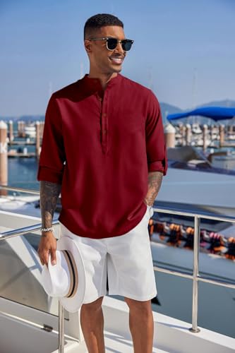 Image of Zombom Men's Kurta || Chinese Collar Long Sleeves || Straight Hip Length Kurtas || Short Kurta for Men || for Festival || Function || Occasion Wear Fancy Kurta for || Best Gifts for Men