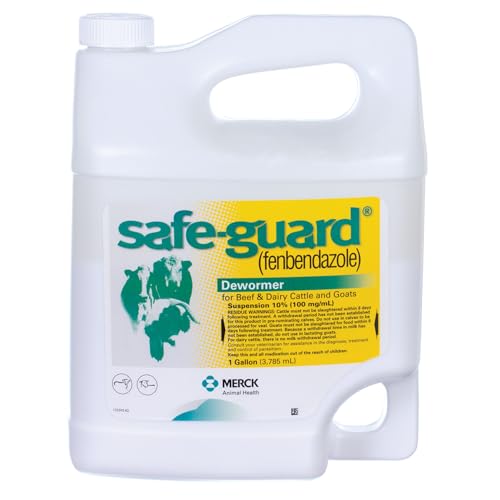 Safe-Guard Dewormer for Goats and Cattle 10% Fenbendazole Suspension Broad-Spectrum Oral Drench for Internal Parasite Control in Beef and Dairy Cattle Large Volume Supply Gallon