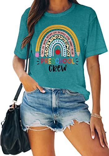 MAIHUN Womens Preschool Teacher Shirts Preschool Crew Rainbow Tshirt Teacher Life Short Sleeve3