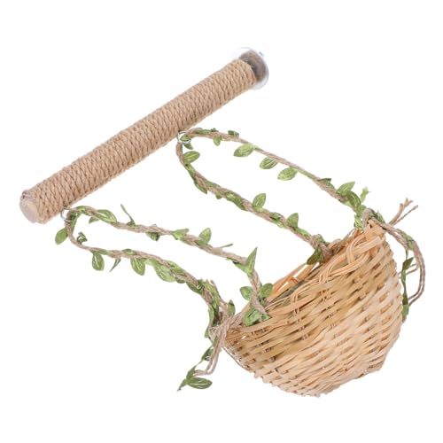 BESPORTBLE オウムクライミングスタンドおもちゃ 海草の巣 止まり木 バードスイング 木製 鳥かごアクセサリー Parrotlet プレイセット ペットおもちゃ