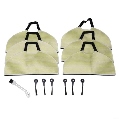 RiseNova Almohadillas de microfibra con cepillos laterales para Shark AV2610WA, RV2610WA, RV2620WD, RV240, piezas de repuesto lavables para aspiradora robot y herramienta de limpieza (6+6+1)