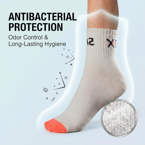 Image of SNIX Sportswear Athletic Ankle Socks, Men, White with Colour Accent, Cotton Blend