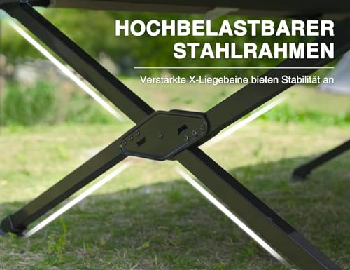 EVER ADVANCED Feldbett Klappbar 214cm x106cm 300KG Belastbar Klappbett XXL Groß & Breit Stabiles Campingbett für Camping Reisen Indoor Outdoor Strand und Garten