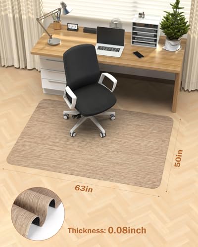 Image of Blvornl Office Chair Mat for Hardwood Floor, 50 inch*63 inch Desk Computer Chair Mat for Hard Wood, Large Anti-Slip Hard Floor Protector for Rolling Chair, PVC Desk Rug for Office Red Brown