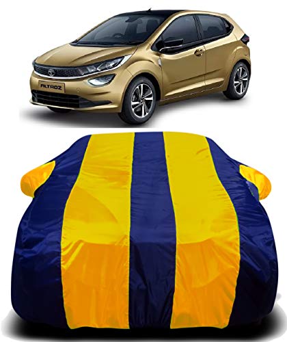 Image of Waterproof Car Cover with Ultra Surface Body Protection (Yellow Stripes) (TATA ALTROZ)