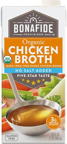 Bonafide Provisions No Salt Added Organic Chicken Broth, Shelf Stable 32 fl oz