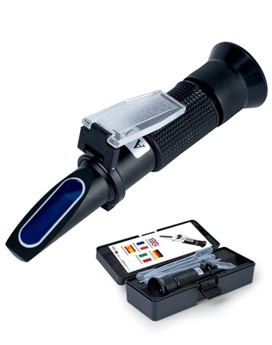 4-in-1 Frostschutz Refraktometer Frostschutzprüfer Ethylenglykol (G11/G12), Propylenglykol (G13), Handrefraktometer für Gefrierpunkt von Kühlwasser & Scheibenwasser, AdBlue (DEF), Batteriesäure
