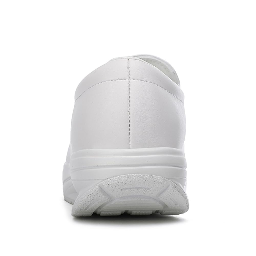 LDMYB - Zapatos de trabajo para mujer, ajuste ancho, cómodos, zapatos para caminar, puntera redonda, mocasines de piel sintética, zapatos casuales de tacón bajo, ligeros, para enfermería