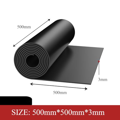 COYOUCO Neoprene Rubber Pad, 500X500mm Rubber Sheet for DIY Gaskets, Pads, Seals, Cushioning of Anti-Vibration, Anti-Slip,3mm