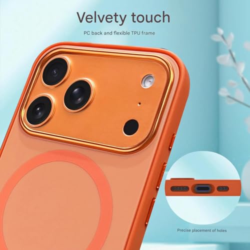 Image of Elzzi Magnetic for iPhone 17 Pro Max Case (2025)(Compatible with MagSafe)(Military Grade Drop Protection) Matte Shockproof with Anti-Fingerprint Phone Cover, 6.9''|Cosmic Orange