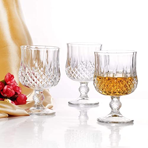 Image of Italian Style Classic White or Red Wine Glasses 230 ml Premium Crystal Clear Diamond Cut Glass | Perfect for Cocktail, Brandy, Mocktail, Champagne Set of (Small cry.$, 8)
