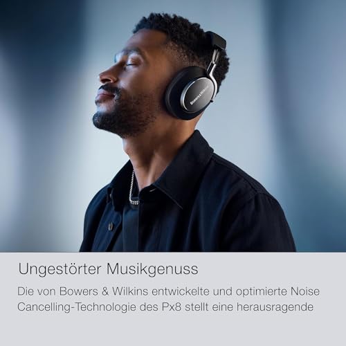 Bowers & Wilkins PX8 Flaggschiff-Over-Ear-Kopfhörer mit Geräuschunterdrückung, kabellos, Bluetooth 5.0 und Schnellladung, 30 Stunden hochauflösende Wiedergabe und integriertes Mikrofon, Burgunderrot – Bild 5