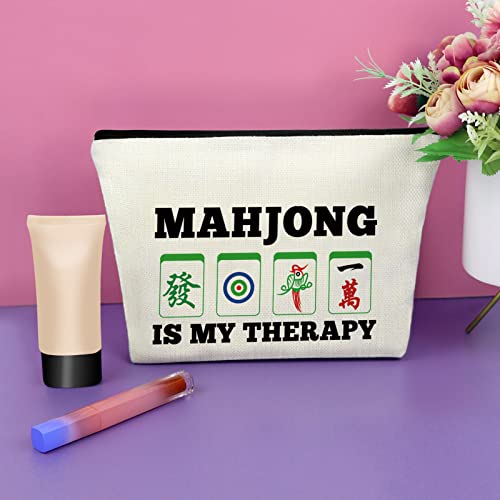 Sazuwu 3PCS Mahjong Gift Makeup Bag Cosmetic Organizers Travel Pouch Mahjong Themed Funny Gift for Players Lover Retirement Christmas Birthday Present4