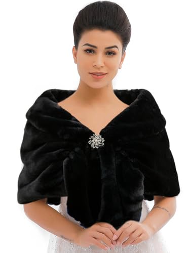 Catery Wedding Faux Shawls and Wraps Fur Stole Winter Cover Up Accessories for Women