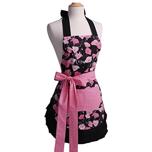 Flirty Aprons Women's Original Apron, Midnight Bloom