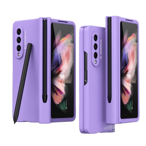 Coque pour Galaxy Z Fold 2 antichoc violette avec étui stylo et protection rigide