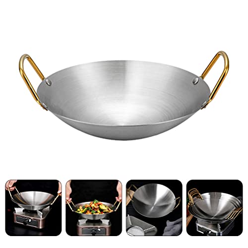 YARNOW Stainless Steel Wok Non Stick Scratch Resistant Chefs Stir Fry Pan 22cm, Silver, 22x22cm - Image 4