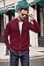 COOFANDY Knitted Cardigan Sweaters for Men Casual Ribbed Full Zip Big and Tall Mock Neck Zipper Long Sleeve Cardigans with Pockets Red S-3XL