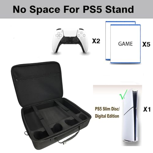 Image of New World Storage Bag for PS5 Slim , Carrying Case for PS5 Slim Console, Hard Shell Protective Case Travel Bag for PlayStation 5 Slim Console Disc /Digital Edition - Black