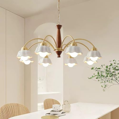 Lustre moderne du milieu du siècle suspension fleur en verre blanc 6L