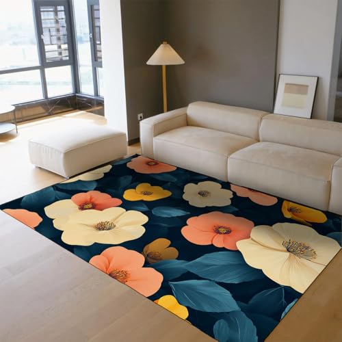 Tapis de chambre style ferme moderne déco fleurie 160x200 - 2