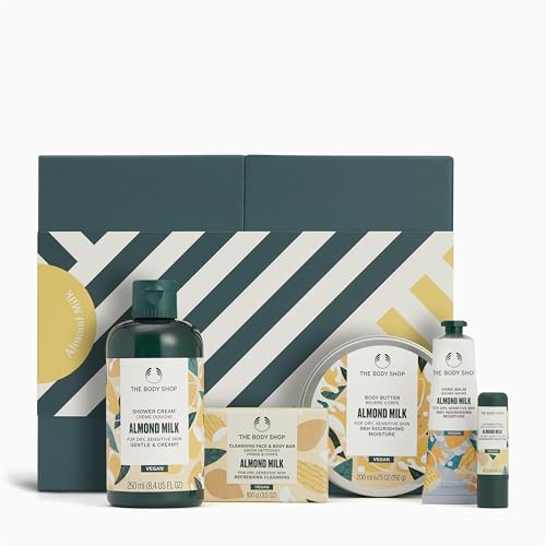 The-Body-Shop-Almond-Milk-Gift-Set-5-Piece-Set-Shower-Cream-Body-Butter-Bar-Soap-Lip-Balm-Hand-Balm-Vegan The Body Shop Almond Milk Gift Set - 5 Piece Set, Shower Cream, Body Butter, Bar Soap, Lip Balm, Hand Balm, Vegan - Image 1