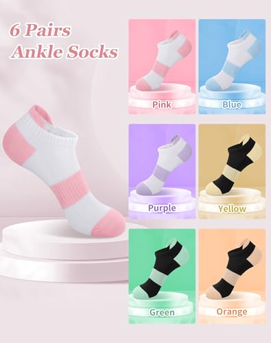Image of 6 Pairs Ankle Socks for Women - Lightweight Low Cut No Show Casual Cotton Socks Breathable