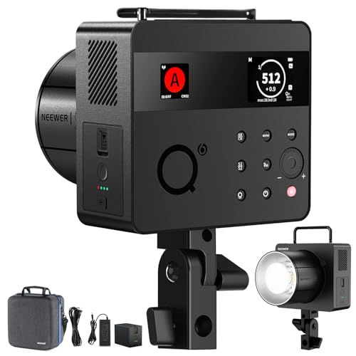 NEEWER Q6 600Ws 2.4G TTL Outdoor Studio Flash App Control, Compatible with Godox, 1/1-1/512, 1/8000 HSS 3000mAh Strobe Light, 30W Bi Color LED Modeling Lamp/400 Full Power Flash/0.01-0.9s Recycle