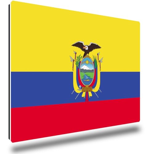 TRIOSK Kühlschrankmagnete Länderflaggen Magnet Flagge Ecuador Länder Reise Souvenir Geschenk für Reiselustige Frauen Männer Weltenbummler Kühlschrank stark eckig groß 85x55 mm