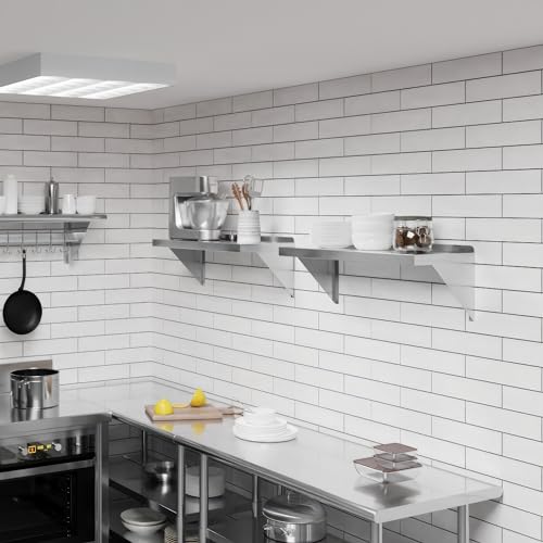 Image of AmGood 12 inch x 30 inch Stainless Steel Wall Shelf | Appliance & Equipment Metal Shelving | Kitchen, Restaurant, Garage, Laundry, Utility Room | Heavy Duty | Squared Edge | NSF Certified