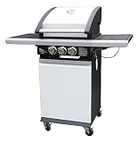 Patton Patio Chef 2 + Grill, 8.000 W, Naturgas, Wagen, Edelstahl, Weiß, rechteckig