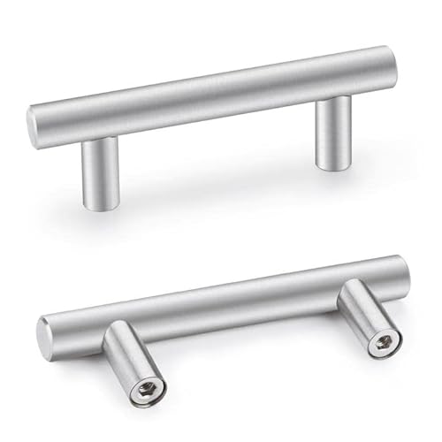 Schrankknauf Edelstahl gebürstet Küchengriffe Nickel Küche Schubladen Kommode Schrank Zuggriffe Euro T Türhenkel Hole Center: 2-1/2in 10 Stück Cover