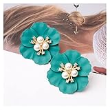 HHRLCHX Grandes Flores y Perlas, Vintage Cristal Mujer, Tipo botón para Boda, Fiesta, Regalo cumpleaños, Pendientes de Gama Alta