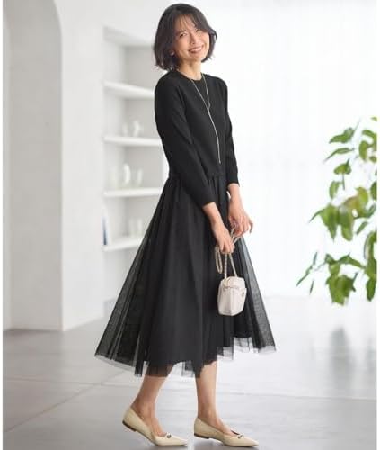 【1日限定価格】23区【洗える】極美品チュールコンビ ワンピース　ネイビー38 Amazon.co.jp: [23区] 洗える チュールコンビ ワンピース
