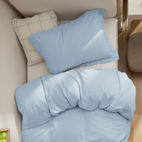Image of Bedsure Twin /Twin XL Duvet Cover, Double Brushed Bedding Set, Light Blue | For Kids & Adults, 68 inchx90 inch Comforter Cover, Hotel Luxury, All Season, Breathable, Easy Care, Lightweight, Zipper Closure