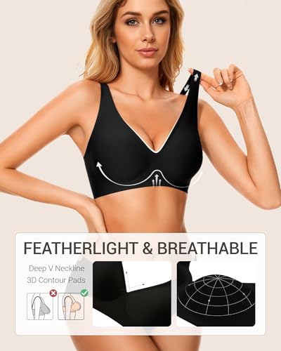 Image of Gailife Deep V Jelly Bras for Women No Underwire Wireless Seamless Push Up Bra Comfort Support Plunge Bralette Full Coverage