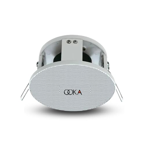 Image of CS306 in-Ceiling Speaker | 3 inch Full Range 6W RMS 100V | Background Music in-Ceiling Mount Speaker | ABS Body & Metal Mesh Grill | Ideal for Home Office Hotel Cafe Commercial Use - White