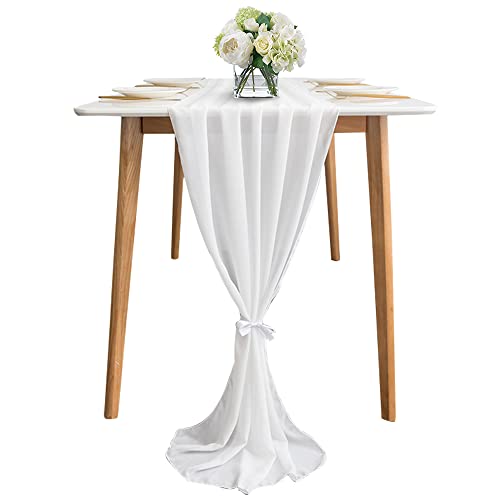 Weißes Chiffon Tischband 28,3''x120'' – Elegantes Dekor für Hochzeiten, Partys, Geburtstagsfeiern, Weihnachten & Event-Dekoration