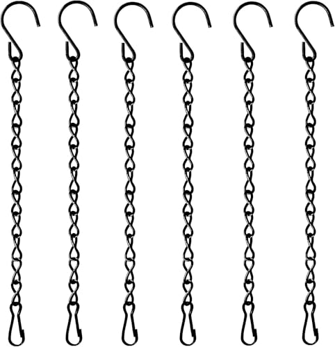 6 Pack Hanging Chain for Bird Feeders,Bird Feeder Hanger, Chain for Hanging Basket, Plants, Hummingbird Feeder,Wind Chimes, Chalkboards and Ornaments (9.5 Inch, Black)