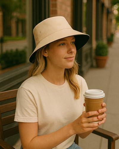 Image of Zylioo Oversize XXL 100% Cotton Bucket Hat,Reversible Trendy Fisherman Hats,Double Side Wear Fishing Summer Sun Hat