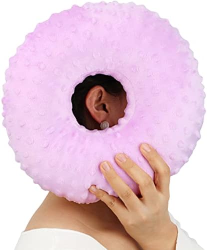Heal n Hope Piercing Pillow Ear Pillows Donut with Hole for Ear Pain CNH, Piercing, Pain Relief Sleeping, Pressure Sore, Side Sleepers, Headphones Minky Dot Lavender