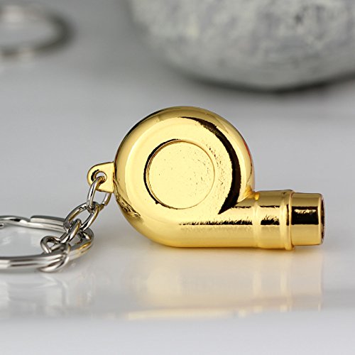 Image of maycom Creative Spinning New Chrome Polished Gold Turbo Turbocharger Keychain Key Chain Ring Keyring Keyfob,make Whistle Sound