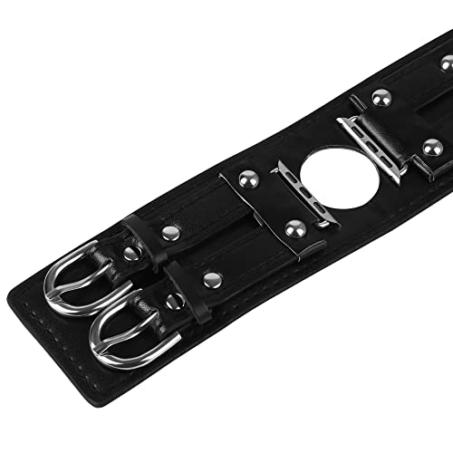 Viqiv Leather Band Compatible With Apple Watch Band 49Mm(Ultra) 45Mm 44Mm 42Mm, Studded Bracelet For Apple Watch Band For Men, Vintage Punk Wristband Spike Bracelet Strap For Iwatch Series Se/8/7/6/5/4/3/2/1,Black #TOP6