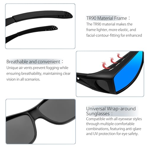 Image of Fit Over Glasses Sunglasses Polarized Men UV400 Sport Shades