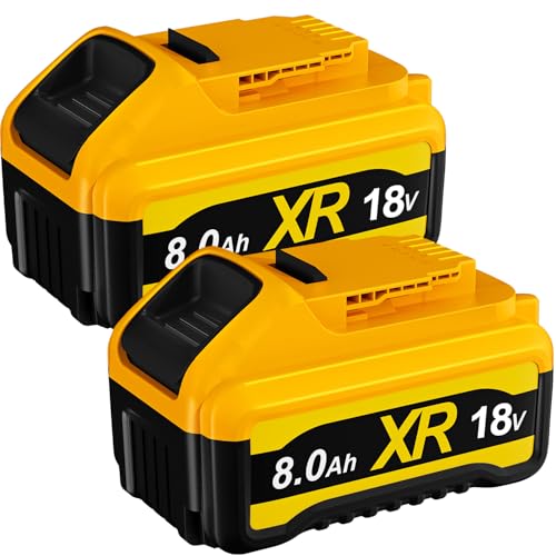 2 Stück 8000mAh 18V Ersatzakku für Dewalt 18V Akku Li-Ion Akku kompatibel mit Dewalt 18V Serie DCB182 DCB200 DCB181 DCB183 DCB185 DCB205 mit LED-Anzeige für Dewalt Akku-Werkzeuge