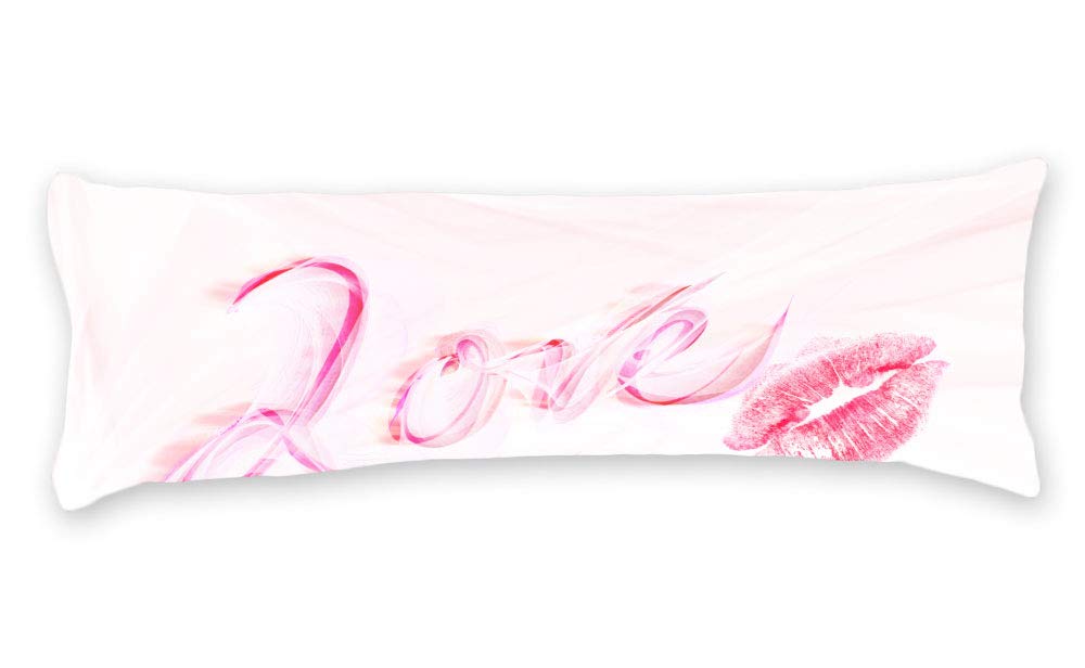 AILOVYO Pillow Cover Love Sexy Lip Silky Shiny Satin Long Body Pillow Case Home Decor 20 x 54Inch