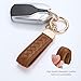 Hamdecro Genuine Leather Car Keychain, Handmade Knit Sheepskin Key chains for Women, Universal Key Fob Holder with 360 Degree Rotatable, Anti-Lost D-Ring, 2 Keyrings and 1 Screwdriver – Brown