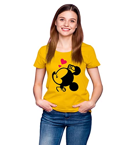 Image of Hangout Hub HH116 Men Women Cotton Regular Fit Mickey Minnie Printed Matching Combo T-Shirts for Couples