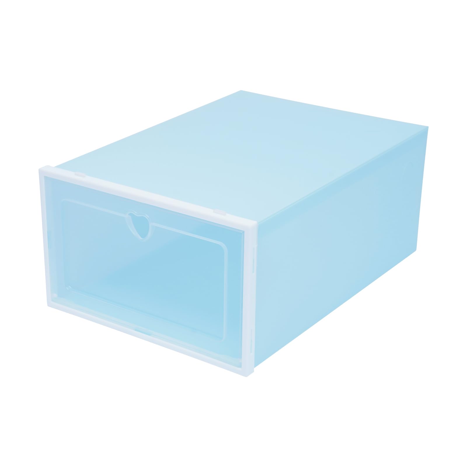 20 scatole trasparenti per scarpe blu, in plastica, impilabili, per uomini e donne, facili da montare, salvaspazio, 33 x 23 x 14 cm