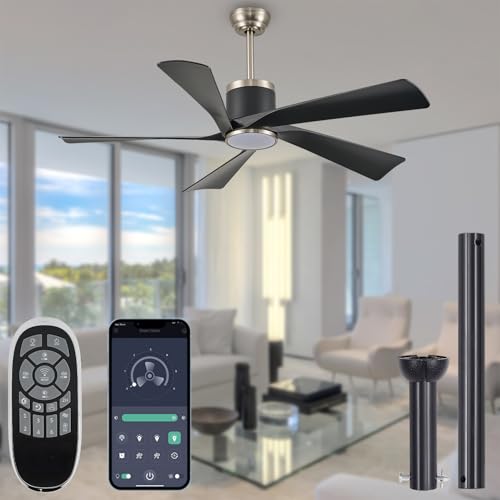 SARUDIIR Ceiling Fans with Lights,52 inch Black Ceiling fan with